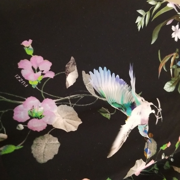 💕FUZZI💕 Navy Floral Sheath Dress 100% Viscose Crepe Large - Picture 13 of 16